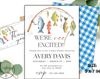 Fishing Baby Shower Invitation: Reel Excited Fish Invite (Digital Download)