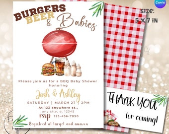 BBQ Baby Shower Invitation Bundle: Backyard Baby-Q (Digital Download)