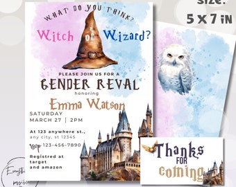 Wizard Gender Reveal Invitation: Magic School Printable - Witch or Wizard (Digital Download)