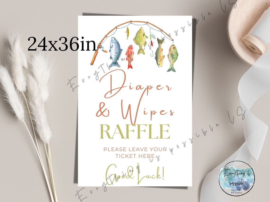 Fishing Baby Shower Diaper Raffle Sign & Tickets (digital Download) - Etsy