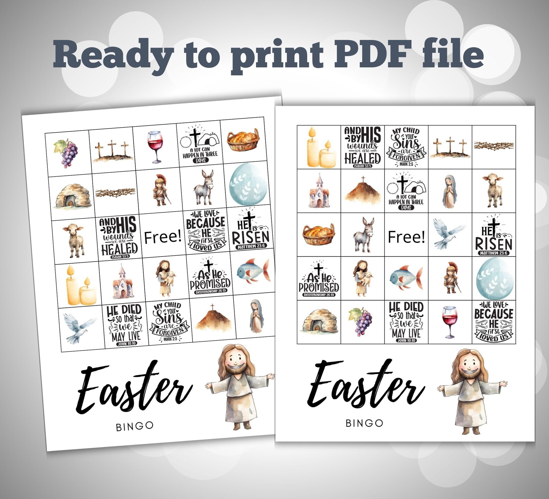 Printable Religious Easter Bingo Game, Easter Game for Kids, Christian ...