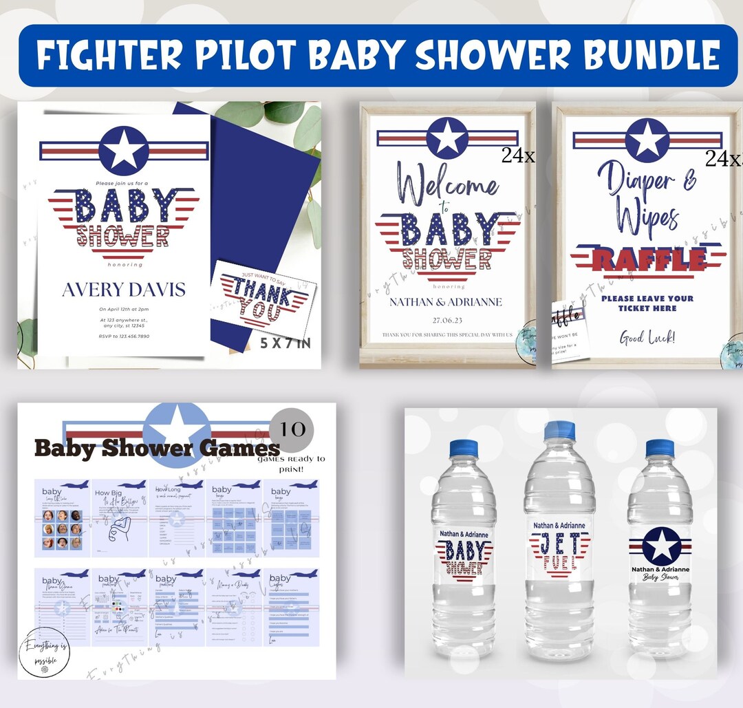 US Air Force Baby Shower Bundle, Fighter Jet Baby Shower Decorations