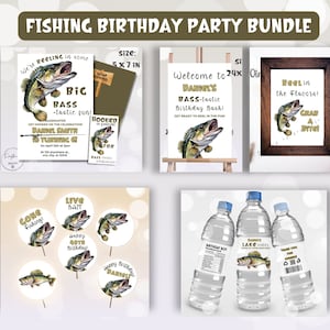 Bass Fishing Birthday Party Bundle: Editable Invitation (Digital Download)