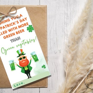 St. Patrick's Day gift Tag, Printable St.Partick's Favor Tags, COLLEGE Treats Gift, Green Beer,  z21 p12