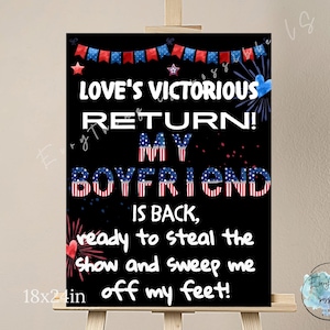 Military Boyfriend Homecoming Banner, Welcome Home SIGN, Back from Deployment Sign, Military Homecoming CHALKBOARD Sign, z26