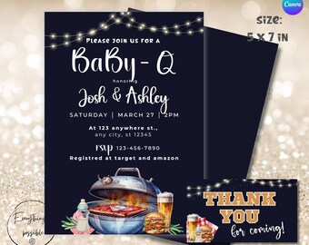 BBQ Baby Shower Invitation Bundle: Burgers, Beer & Babies (Digital Download)