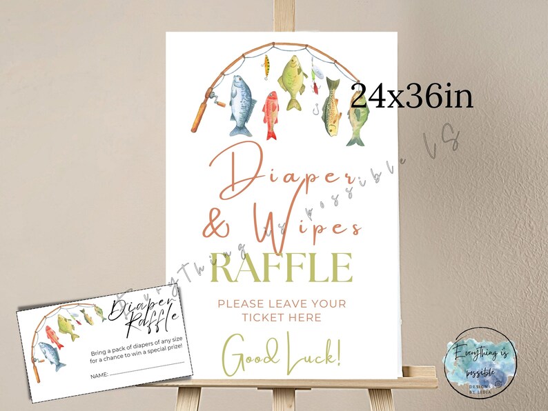 Fish Theme Raffle Box Fishing Baby Shower Diaper Raffle Sign & Tickets (digital Download) - Etsy