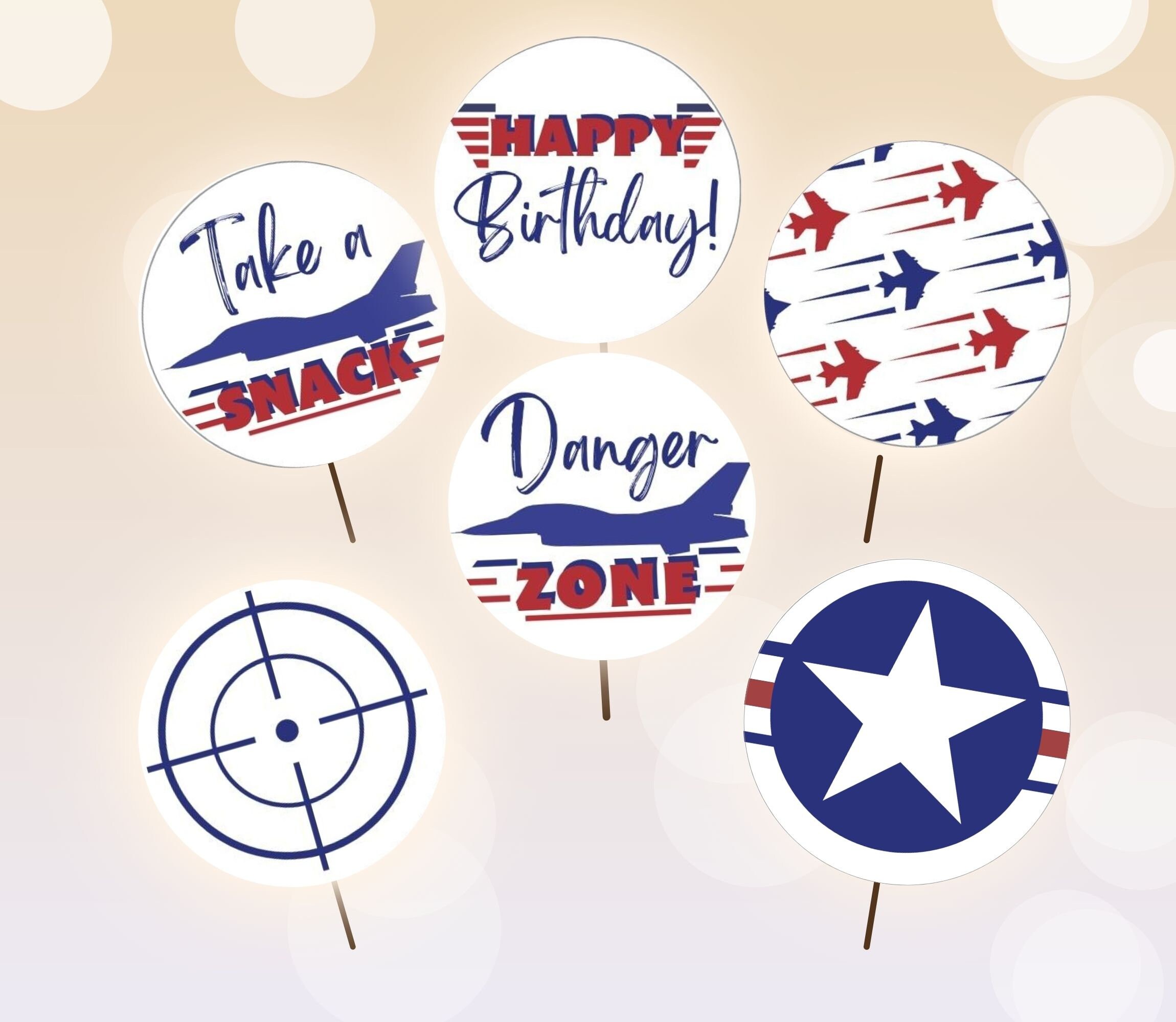 Top Pilot Cupcake Toppers, Fighter Jet Military Fighter Pilot Top One