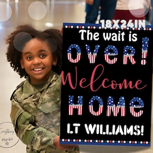 Personalized Military Homecoming Sign, Instant Download, Patriotic Digital Poster, Veteran Return, Military Welcome Home Sign, z26