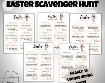 Easter Scavenger Hunt For Kids, Indoor Outdoor Easter Game, Treasure Hunt Clues, Easter Hunt Clues, Easter Egg Hunt, Easter Activities, z27