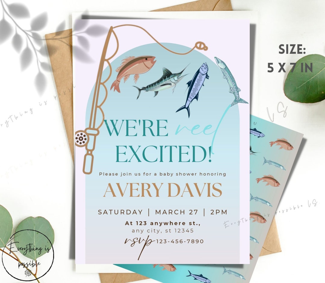 Fishing Baby Boy Shower Invitation, Little Fisherman Boy Baby Shower ...
