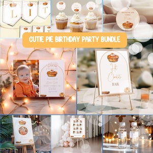 Cutie Pie 1st Birthday Party Bundle: Canva Templates (Digital Download)