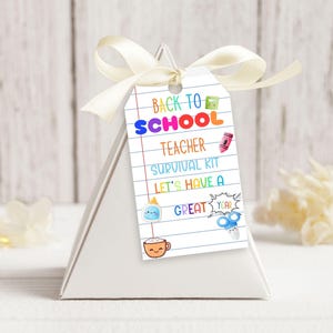 Editable Back to School Survival Kit Tag: Teacher & Staff Gift (Digital Download, 2x3.5in Template)