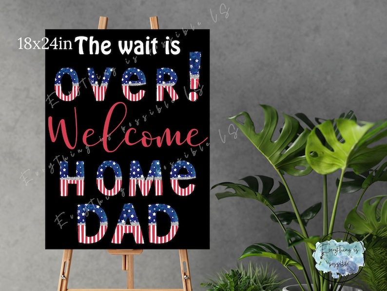 Welcome Home to Dad SIGN, Blue White Red Homecoming Back From ...