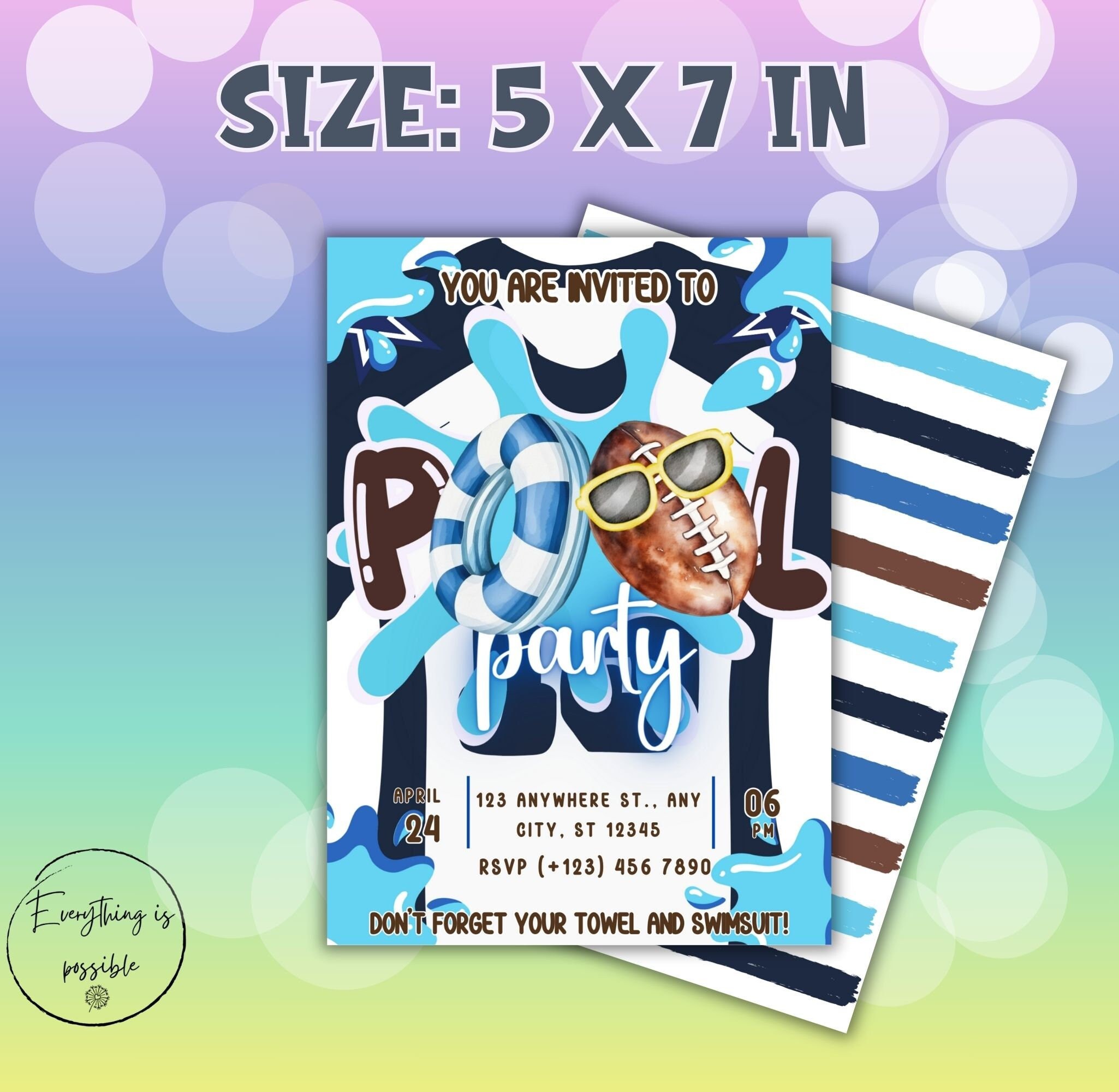 Football Pool Party Invitation: Kids Birthday Splash Theme (Digital Download)