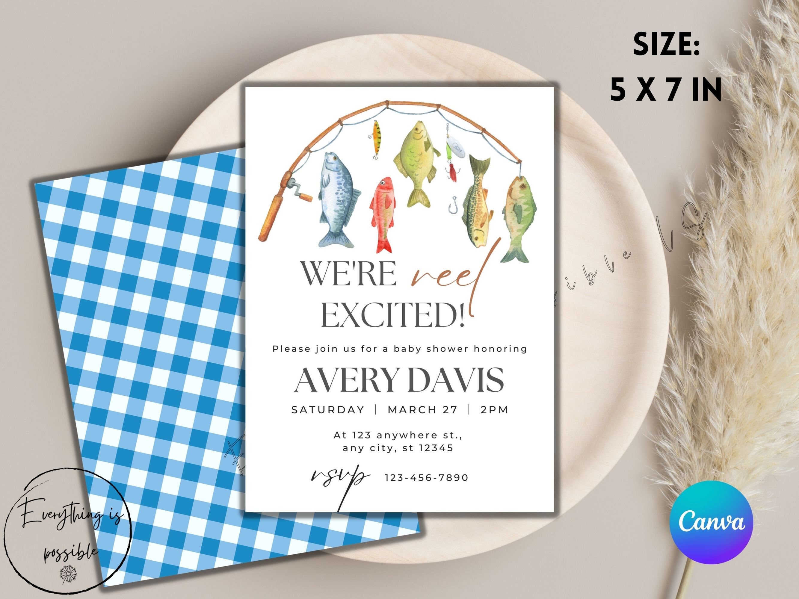 Fishing Baby Boy Shower Invitation, Little Fisherman Invite, Printable ...