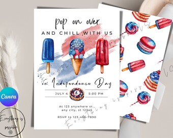 Patriotic Popsicle 4th of July Invitation (Digital Invite)