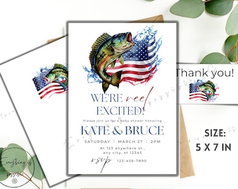 Fishing Baby Shower Invitation: Reel Excited Fisherman Invite (5x7in)