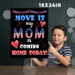 Welcome Home to MOM Sign, Back from Deployment Sign, Military Homecoming CHALKBOARD Sign, z26