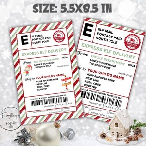 Shipping Christmas Label From Santa, Elf Mail Shipping Labels, North Pole Stickers, Gift Tag Template, Elf Arrival Package, z4r