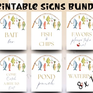 Fishing Baby Shower Bundle Sign, Favors Party Sign Fishing Birthday Sign, Fishing Party Decor Table Download PRINTABLE, z7