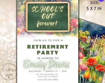 Teacher Retirement Party Invitation: Floral Watercolor Design (Digital Download)