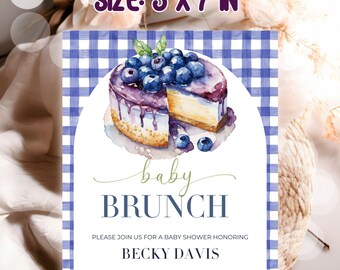 Blueberry Brunch Baby Shower Invitation: Editable Template (Digital Download