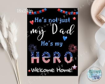 Printable Welcome Home Daddy Sign, Instant Download Deployment Homecoming Poster, z26