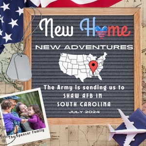 Military PCS Social Media Announcement, Editable Moving Announcement, Instant Download Military Digital Travel Announcement