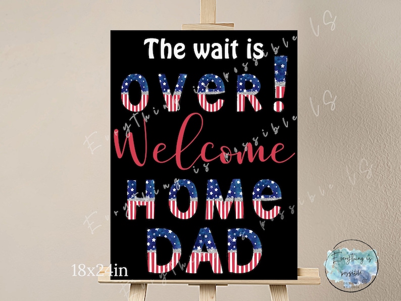Welcome Home to Dad SIGN, Blue White Red Homecoming Back From ...
