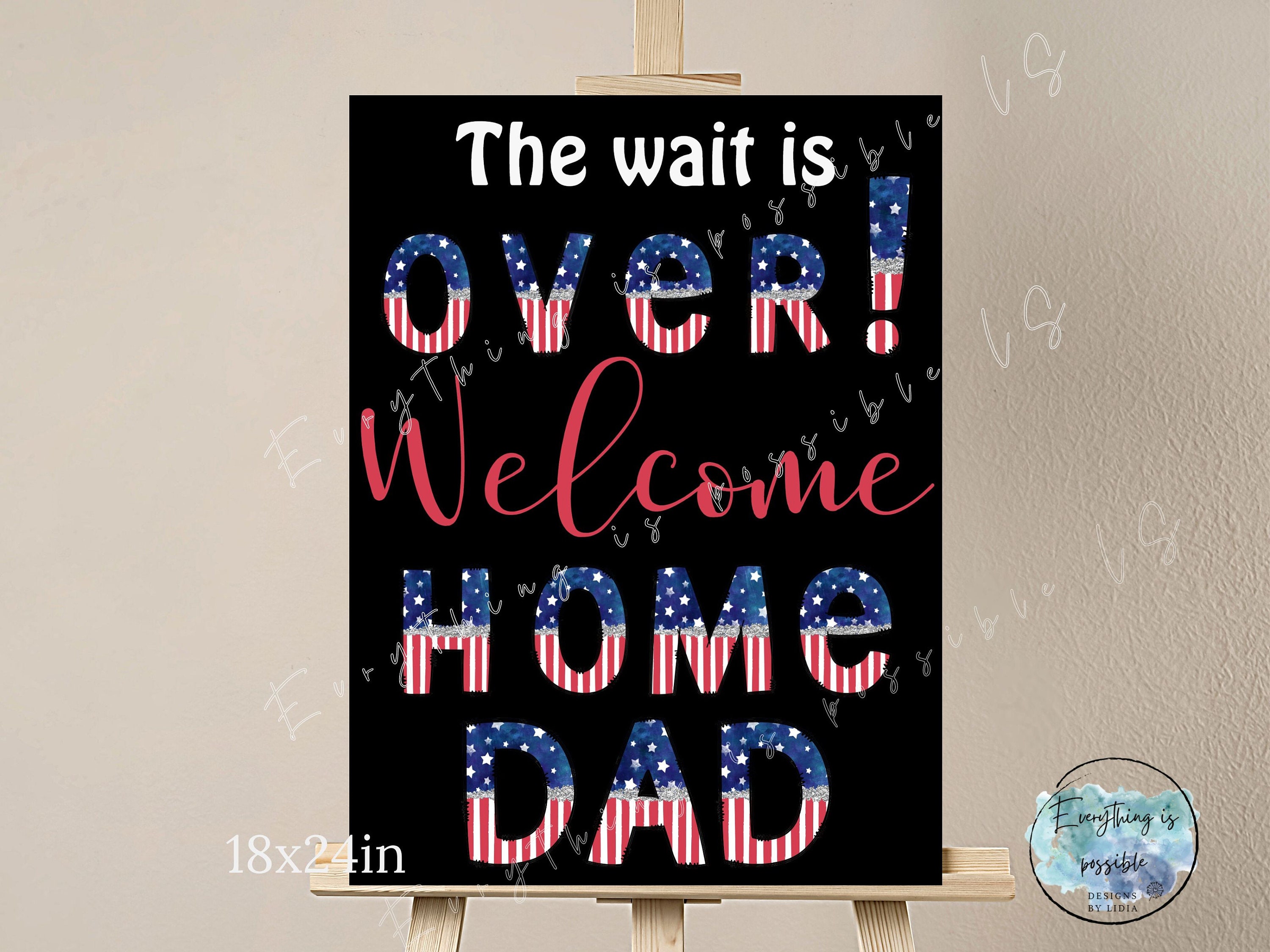 Welcome Home to Dad SIGN, Blue White Red Homecoming Back From ...