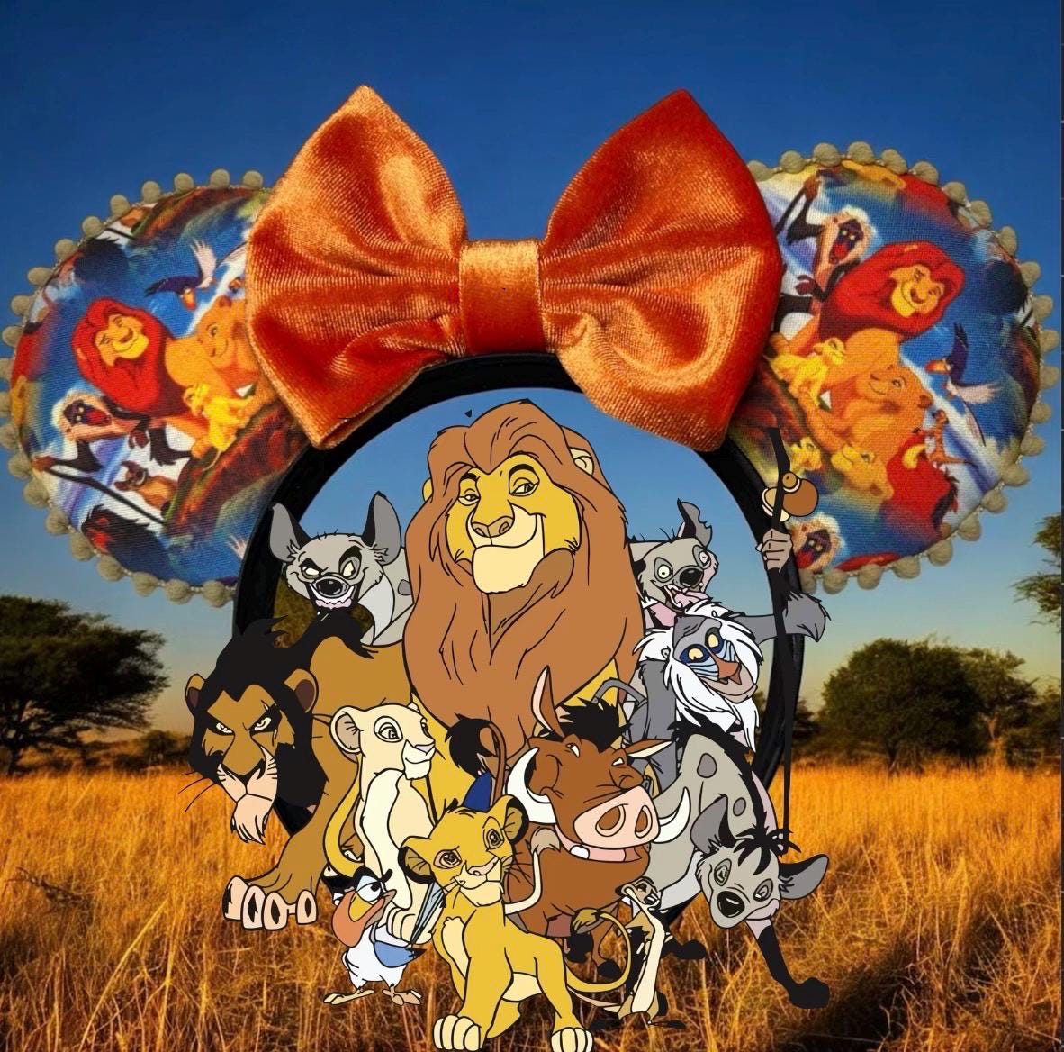 Orejas de ratón / Orejas de ratón inspiradas en El Rey León / Mufasa / Simba / Nala / Pumba / Timone / Estilo 2