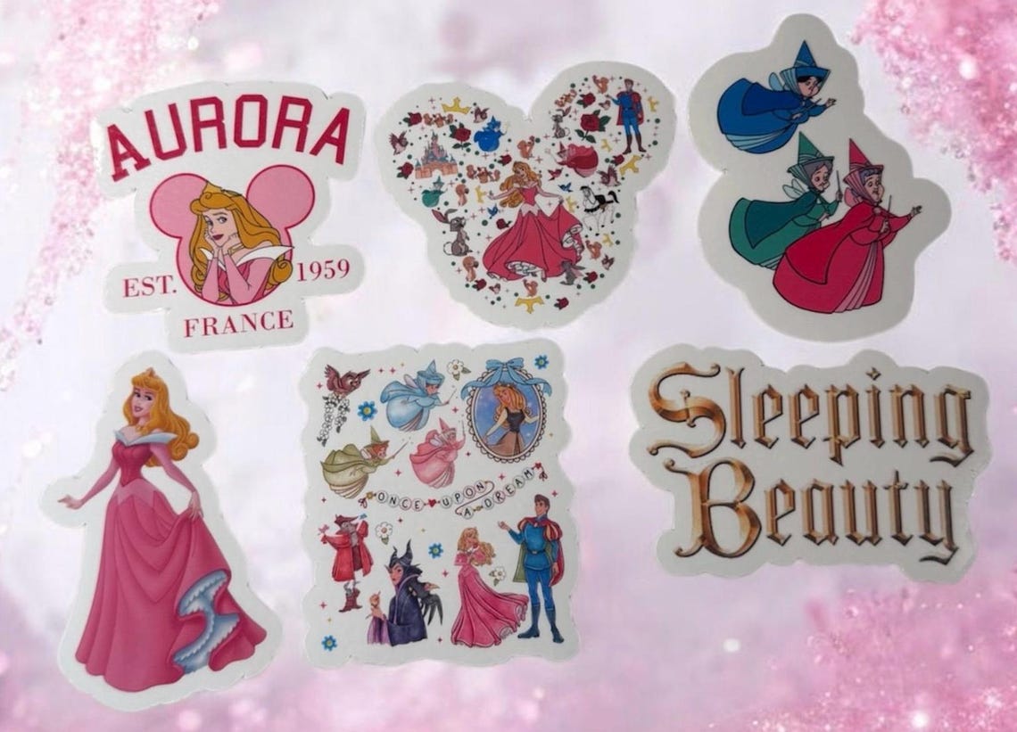 Arora Sticker Sleeping Beauty/aurora Sticker Pack/princesses |water Resistant |clear ...