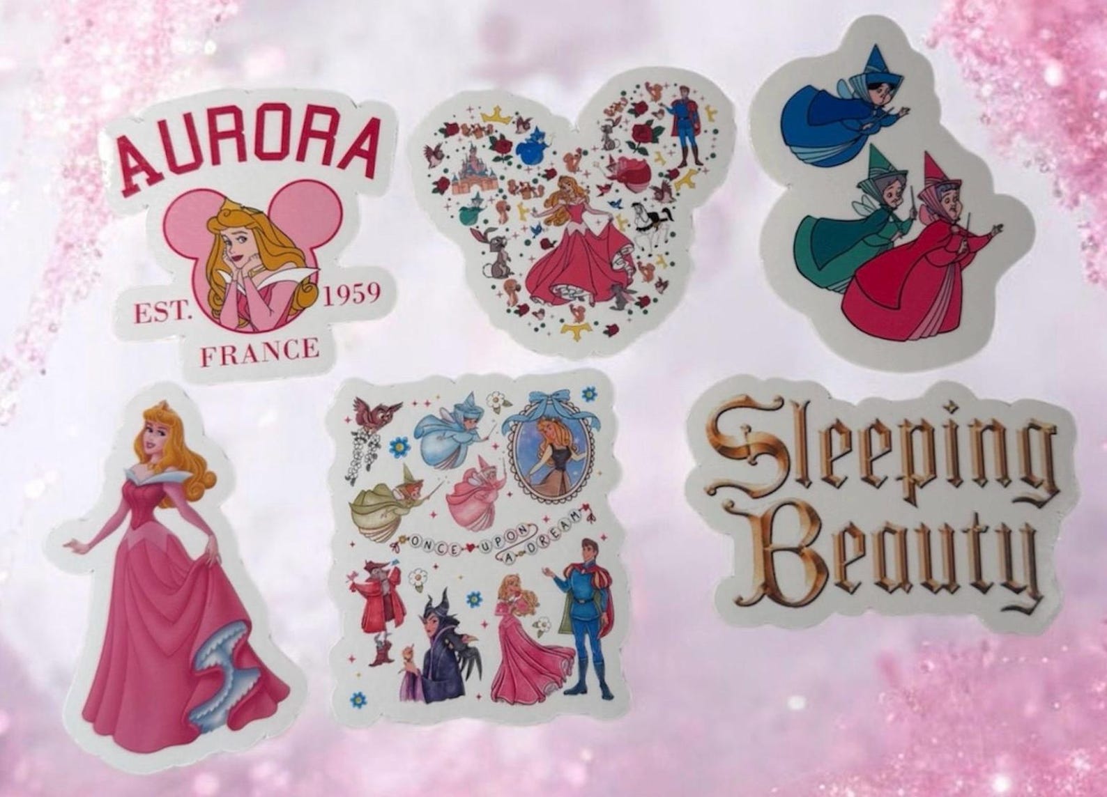 Sleeping Beauty/aurora Sticker Pack/princesses |water Resistant |clear ...