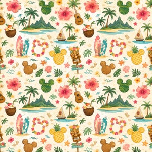 Papel digital inspirado en Aulani / Patrón no continuo / Scrapbooking / Descarga digital / PNG / Iconos de isla