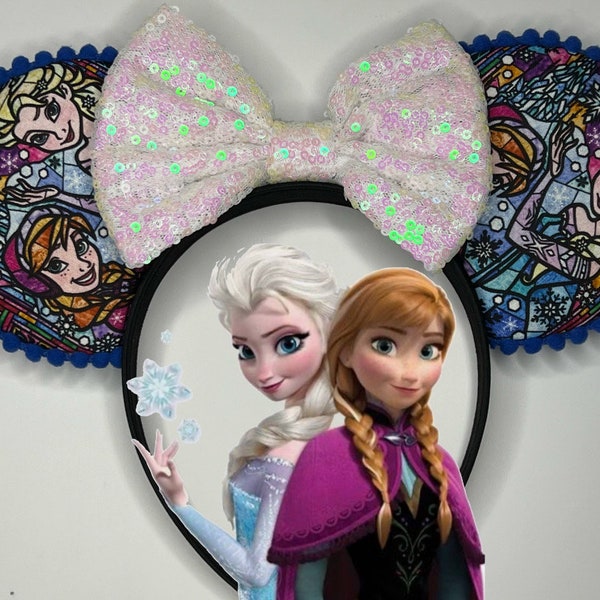 Anna and Elsa-Stained Glass Inspired Mouse Ears