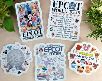 EPCOT|Walt Disney World Sticker Packs | Hollywood Studios|Magic Kingdom|Animal Kingdom|Water Resistant |Clear or Holographic Sticker|