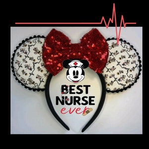 Minnie Mouse Nurse Inspired Mouse Ears/Nurse/Headband