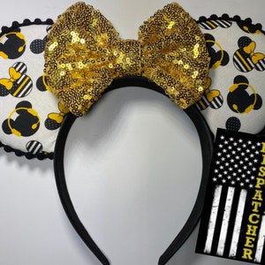 Dispatcher Mickey & Minnie Thin Gold Line/Dispatcher Inspired Mouse Ears/First Responder