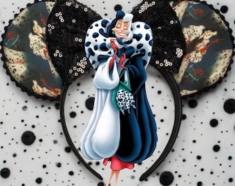 Cruella De Vil Inspired Mouse Ears | 101 Dalmatians Villain Headband