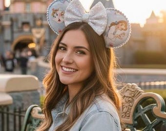 Belle Blue Dress Mouse Ears | Mrs. Potts, Chip, Beauty Beast Inspired Headband