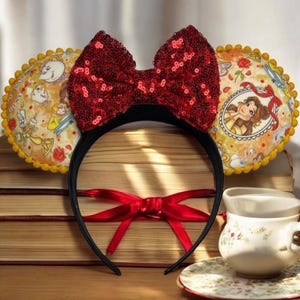 Mouse Ears | Belle & Friends Inspired Mouse Ears/Beauty and The Beast/Lumiere/Cogsworth/Mrs.Potts/Chip/Style 4