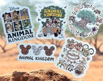 Animal Kingdom|Walt Disney World Sticker Packs | Hollywood Studios| Epcot|Magic Kingdom|Water Resistant |Clear or Holographic Sticker|