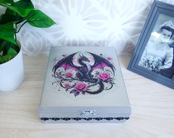 Dragon Decorative Box: Metallic Silver Keepsake Storage