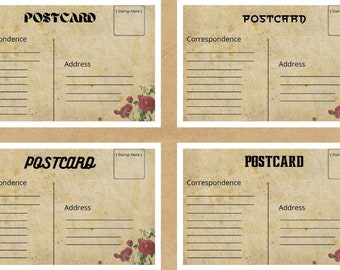 Cartes postales vintage 5 x 3,5 pouces économiser de l'encre images imprimables Téléchargement instantané feuille de collage numérique Cartes postales de haute qualité 300 DPI