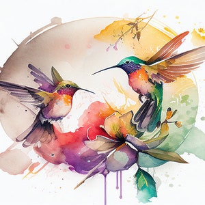 HUMMINGBIRD Wenskaarten, handgemaakte kaart, vogelkaart, oprechte wensen, met liefde gemaakt, set van 4, aquarel vogelkunst, gratis verzending!