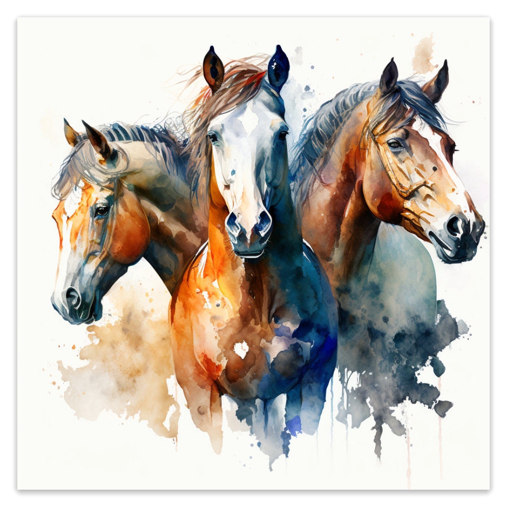 3 Western Horses Watercolor Art Appaloosa Horse Wall Decor Etsy Il Fullxfull.4718181422 Kic8
