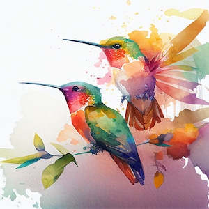 HUMMINGBIRD wenskaarten, handgemaakte kaart, vogelkaart, oprechte wensen, gemaakt met liefde, set van 4, aquarel vogelkunst, gratis verzending!