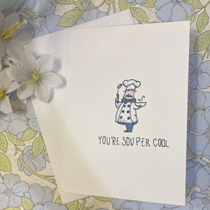 Cartão de chef, cartão de chef de pastelaria, cartão de culinária, cartão de felicitações feito à mão, cartões de trocadilhos, cartão de culinária de férias, cartão punny, cartão de trocadilho nerd, super legal