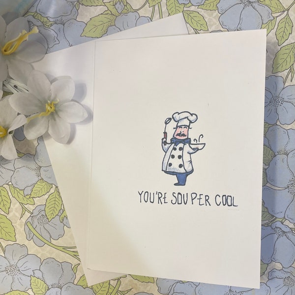 Chef Card, Pastry Chef Card, Cooking Card, Handmade Greeting Card, Pun Cards, Holiday Cooking Card, Punny Card, Nerdy Pun Card, Super Cool
